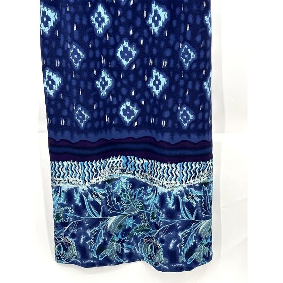 Vintage Studio C Ikat Long Shift Column Dress Blue Womens Size 10 Tie Back - Picture 4 of 12